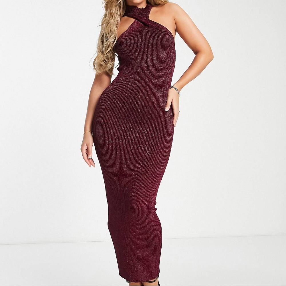 Knitted Maxi Dress with Twist front